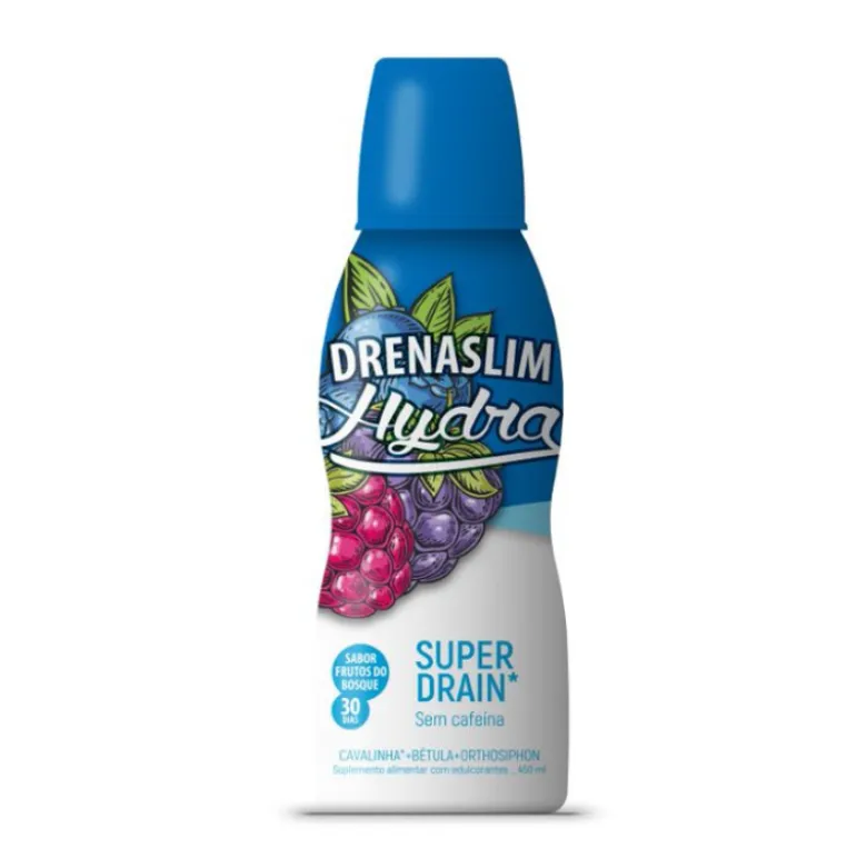 Drenaslim Hydra Solução 450ml Frutos Silvestres | Ação Drenante e Hidratante | Eliminação Líquidos