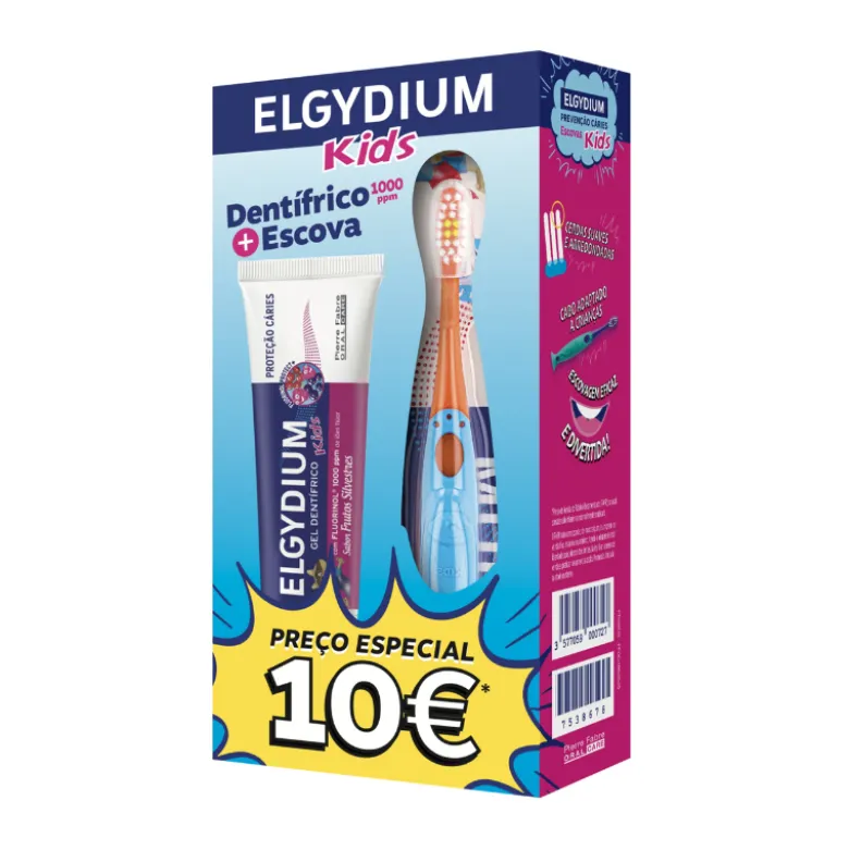 Elgydium Kids Kit Pasta Dentes Frutos Silvestres + Escova Preço Especial 10€