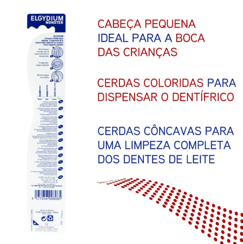 Elgydium Kids Monster Escova de Dentes Dentes de Leite 2-6Anos