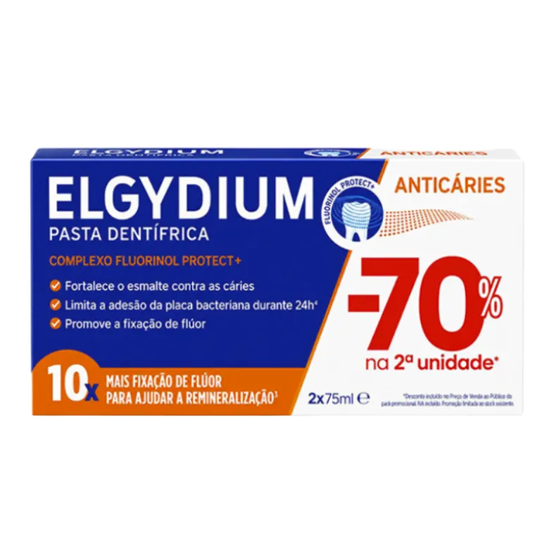 Elgydium Pasta Dentífrica Duo Proteção Cáries 2x75ml | Formulada com Fluorinol