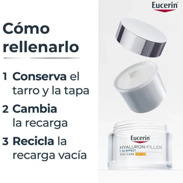 Eucerin Hyaluron-Filler + 3x Effect Creme Dia FPS30 Recarga | Antirrugas