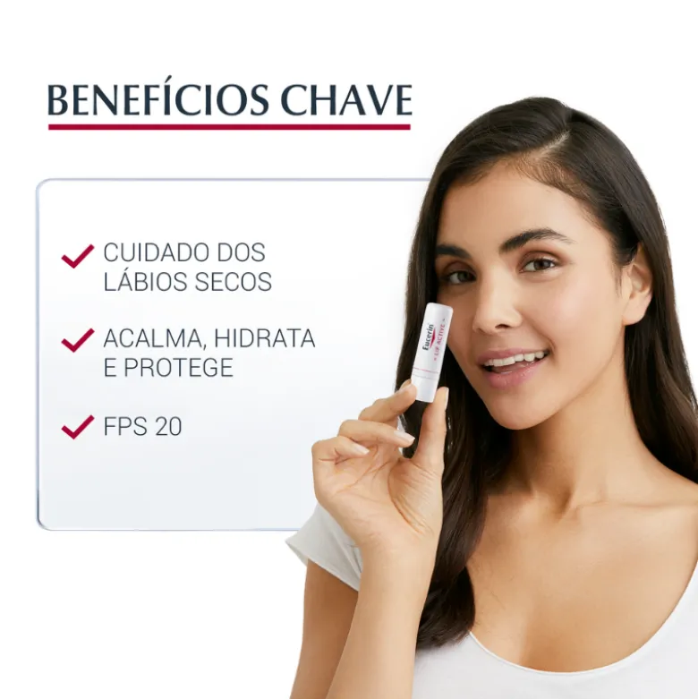 Eucerin Lip Active 4,8g | Batom Cieiro Hidratação e Proteção Solar FPS 20