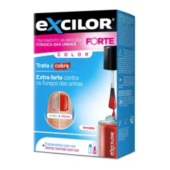 Excilor Forte Color Verniz Vermelho 30ml | Tratamento Antifúngico para Unhas | Cobre e Trata | Aplicação Diária