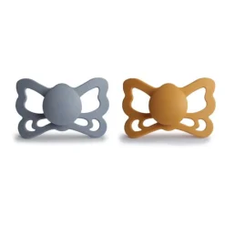 Frigg Butterfly Chupetas Silicone Great Gray e Honey Gold 6-18M