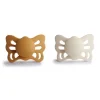 Frigg Butterfly Chupetas Silicone Honey Gold e Cream 0-6M