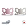 Frigg Butterfly Chupetas Silicone Primrose e Silver Gray +6M | Pack 2 chupetas