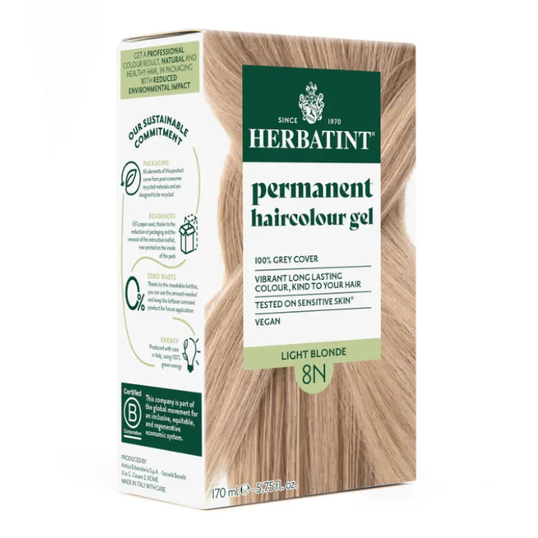 Herbatint 8N Louro Claro | Base para Tons Claros | 100% Cobertura Brancos Sem Amoníaco