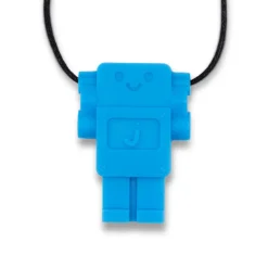 Jellystone Colar Mordedor Robô Azul | Silicone Alimentar para Ansiedade Infantil | Comp 30cm