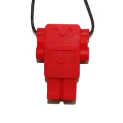 Jellystone Colar Mordedor Robô Vermelho | Silicone Alimentar para Ansiedade Infantil | Comp 30cm
