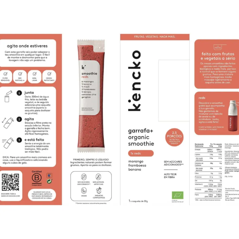 Kencko Pack Garrafa + Smoothie BIO Reds 22g | Vitamina C + Fibra