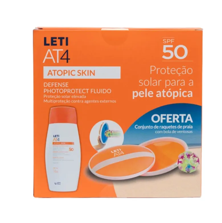 Leti AT4 Defense Loção Fluida SPF50+ 100ml Oferta Raquetes | Pele Atópica Proteção Solar