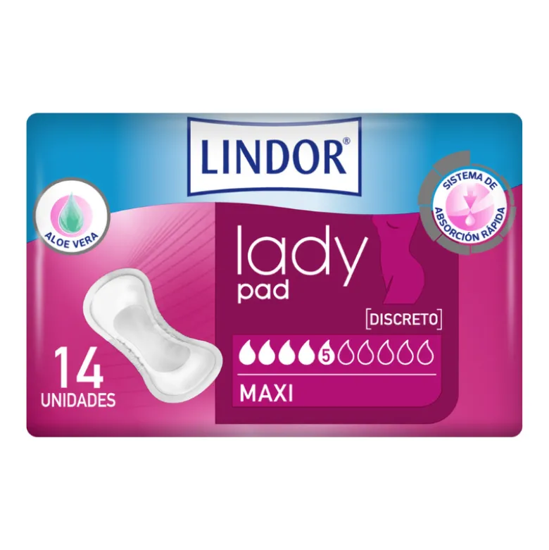 Lindor Lady Pad Maxi Pensos (5 Gotas) 14 Unidades