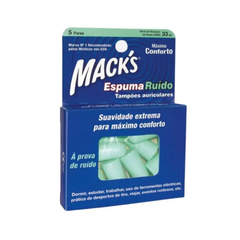 Mack's Espuma Ruído Tampões Auriculares 5 Pares