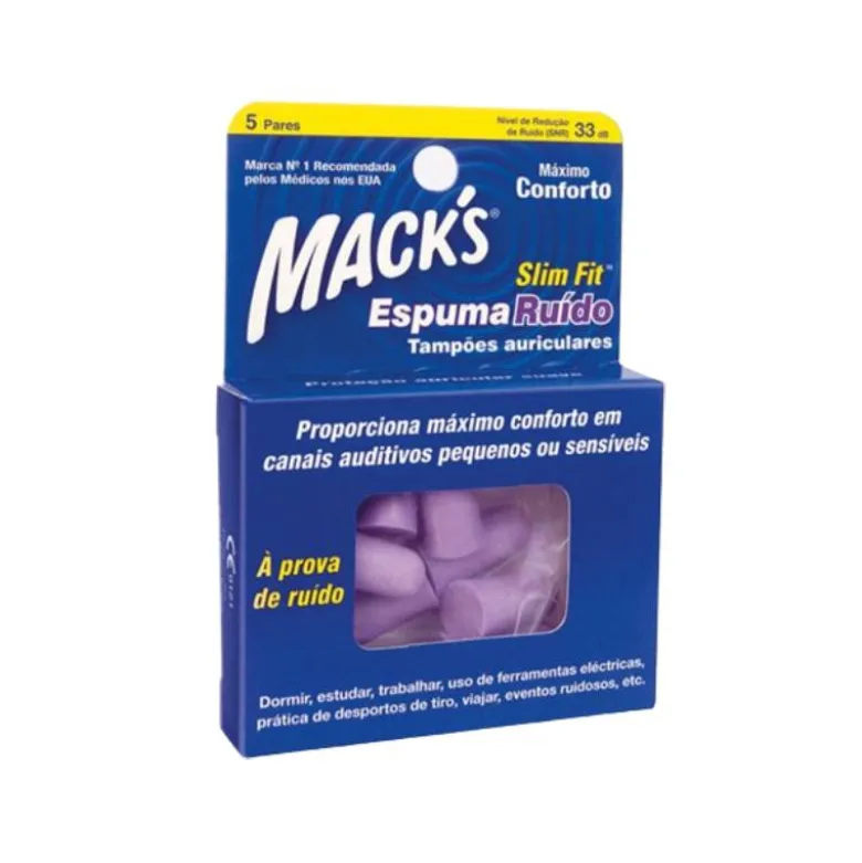 Mack's SlimFit Espuma Ruído Tampões Auriculares 5 Pares