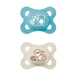 MAM Original Chupeta 2-6 Meses Silicone Azul/Bege 2 Unid. | Ortodôntica com Caixa