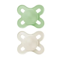 MAM Original Chupeta 0-2 Meses Silicone Verde/Bege 2 Unid. | Ortodôntica com Caixa