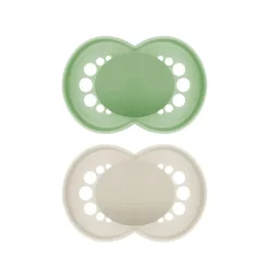 MAM Original Chupeta Silicone +6 Meses Verde/Bege 2 Unid. | Ortodôntica com Caixa