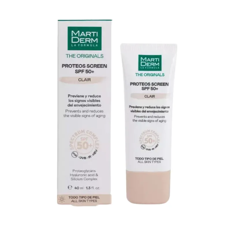 Martiderm Proteos Screen Clair Creme SPF50+ 40ml | Creme com Cor Clara Antienvelhecimento
