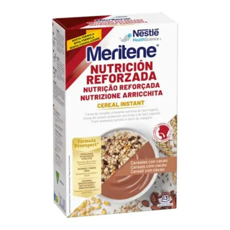 Meritene Cereal Instant Cereais com Cacau 520g | Nutrição Reforçada Fácil Ingestão