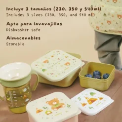Miniland Conjunto 3 Lancheiras Explorer | Caixas para Bebé sem BPA | Empilháveis