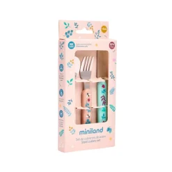 Miniland Dreamland Conjunto 3 Talheres Inox Bebé 6M+ | Colher, Garfo e Faca BPA Free