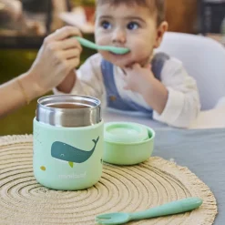 Miniland Whaley Food Thermy Mini Termo Comida Bebé 280ml | Isolamento 12h | Tamanho Compacto
