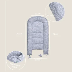 Molis&Co Ninho Bebé Blue Garden | Ninho Portátil para Recém-Nascido