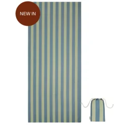 Molis&Co Toalha Microfibra Stripes Green and Blue 90x200cm | Anti Areia e Secagem Rápida