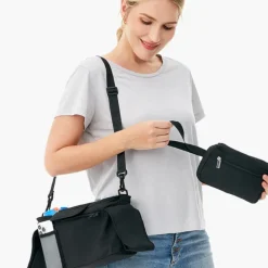 Momcozy Bolsa Preta Organizadora Carrinho Bebé | Porta Copos + Arrumação Fácil + Alça