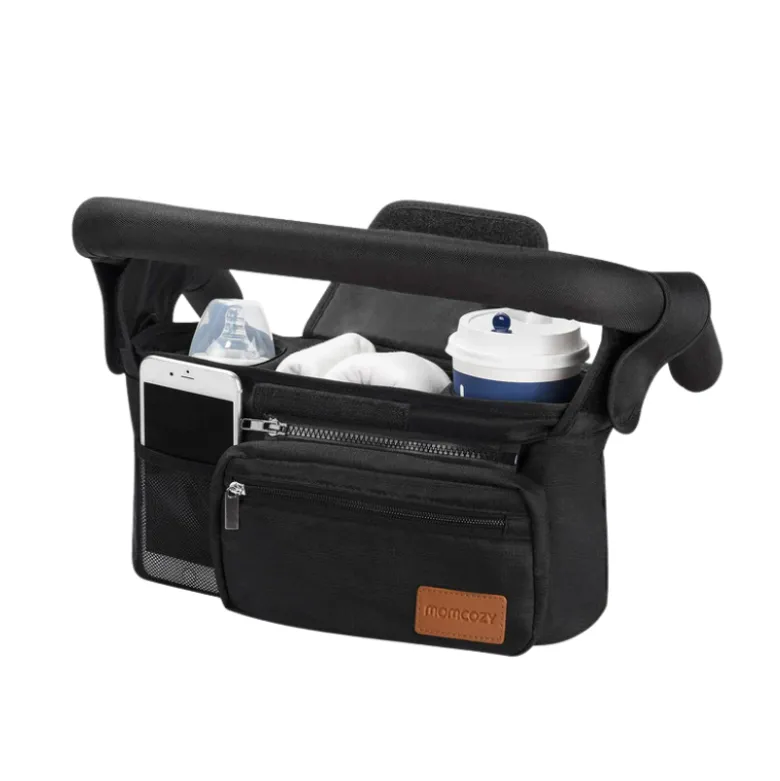 Momcozy Bolsa Preta Organizadora Carrinho Bebé | Porta Copos + Arrumação Fácil + Alça
