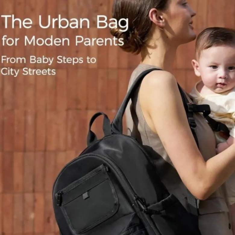 Momcozy Mochila Maternidade Preta 21L | 14 Compartimentos e Trocador Incluído