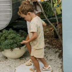 Monneka Calção Curto Algodão Surf Van Amarelo 2A