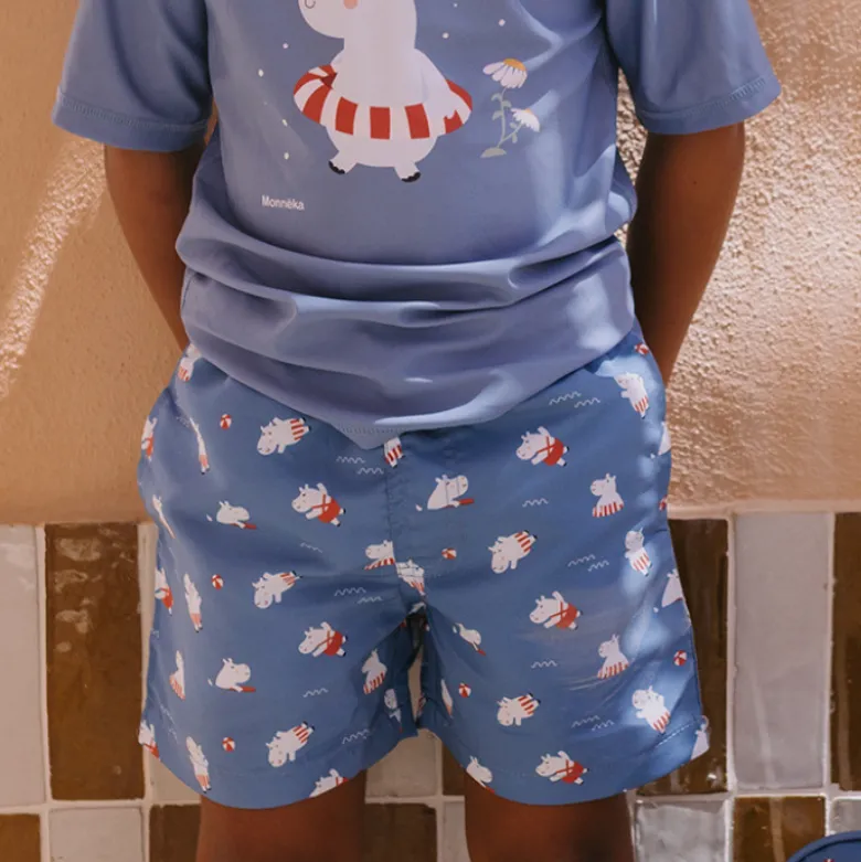 Monnëka Camiseta de Proteção Solar Hippos 6-12Meses | UPF50+ | Oeko-Tex