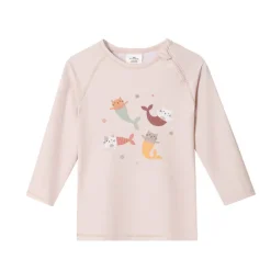 Monnëka Camiseta de Proteção Solar Manga Comprida Mermaid Cats 6-12M | UPF50+ | Oeko-Tex