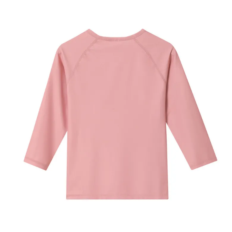 Monnëka Camiseta de Proteção Solar Manga Comprida Whale Pink 1-2A | UPF50+ | Oeko-Tex