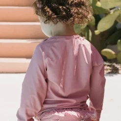 Monnëka Camiseta de Proteção Solar Manga Comprida Whale Pink 1-2A | UPF50+ | Oeko-Tex