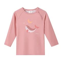 Monnëka Camiseta de Proteção Solar Manga Comprida Whale Pink 2-3A | UPF50+ | Oeko-Tex