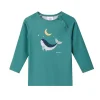 Monnëka Camiseta de Proteção Solar Manga Comprida Whale Teal 2-3A | UPF50+ | Oeko-Tex
