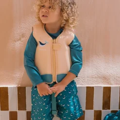 Monnëka Camiseta de Proteção Solar Manga Comprida Whale Teal 4-5A | UPF50+ | Oeko-Tex