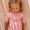 Monnëka Camiseta de Proteção Solar Whale Pink 1-2A | UPF50+ | Oeko-Tex