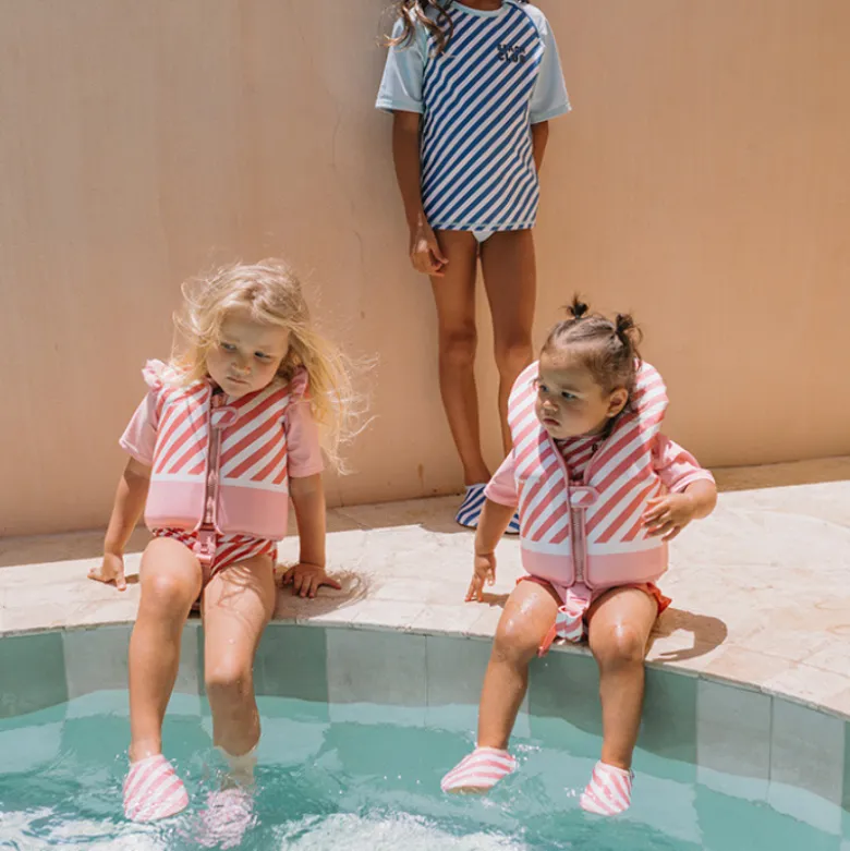 Monnëka Colete Flutuante Aprendizagem Stripes Bloom & Blush 1-2 Anos | 11-15kg | Para os primeiros contactos com a água