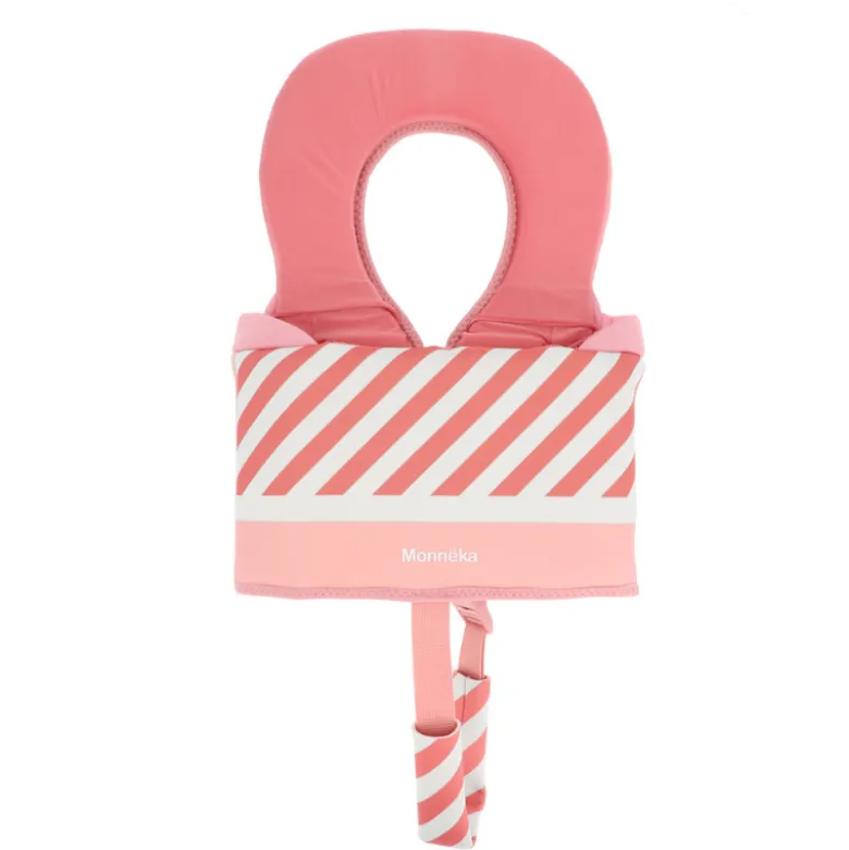 Monnëka Colete Flutuante Aprendizagem Stripes Bloom & Blush 1-2 Anos | 11-15kg | Para os primeiros contactos com a água
