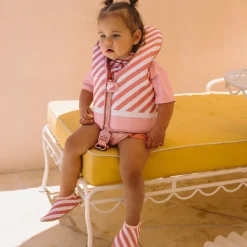 Monnëka Colete Flutuante Aprendizagem Stripes Bloom & Blush 1-2 Anos | 11-15kg | Para os primeiros contactos com a água