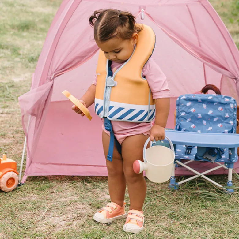 Monnëka Colete Flutuante Aprendizagem Stripes Blues & Beyond 1-2 Anos | 11-15kg | Para os primeiros contactos com a água