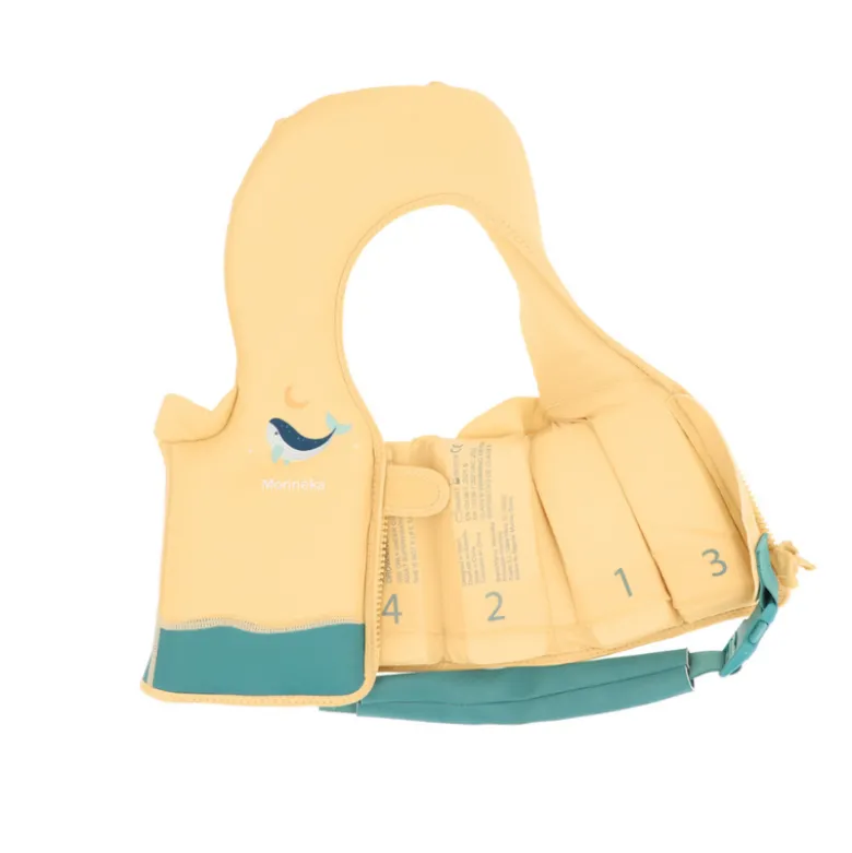 Monnëka Colete Flutuante Aprendizagem Whale Teal 1-2 Anos | 11-15kg | Para os primeiros contactos com a água