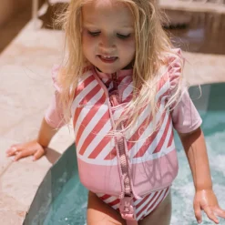 Monnëka Colete Flutuante Stripes Bloom & Blush 2-3 Anos | Ideal para aprendizagem da natação
