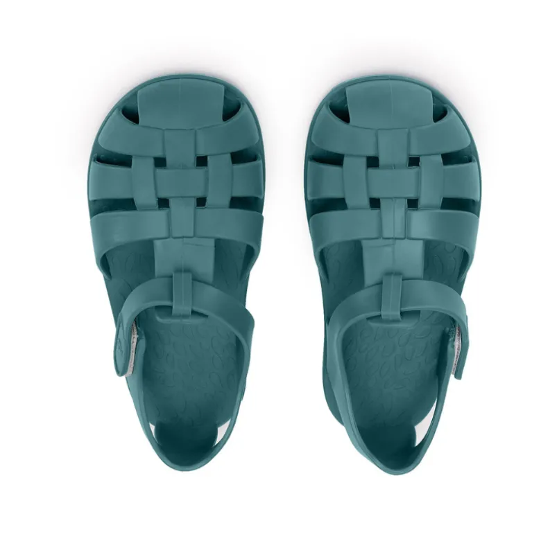 Monnëka Sandálias Infantis T20 Whale Teal Verdes | Barefoot | PVC Sem Ftalatos