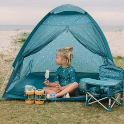 Monnëka Tenda Infantil Whale Teal | Proteção UPF50+ e Mosquiteiro | 120x120x110cm