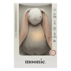 Moonie 2.0 Coelho Peluche Sensorial Cinzento 28cm | Com Luz - Ajuda Sono Bebé
