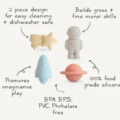 Mushie Brinquedos Banho Espaço 10+ Meses | 4 Peças Anti-Bolor